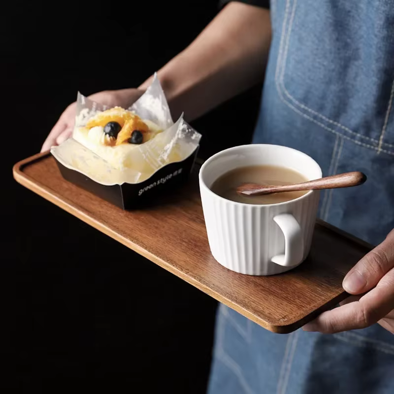 Musowood-Assiette de service en bois rectangulaire