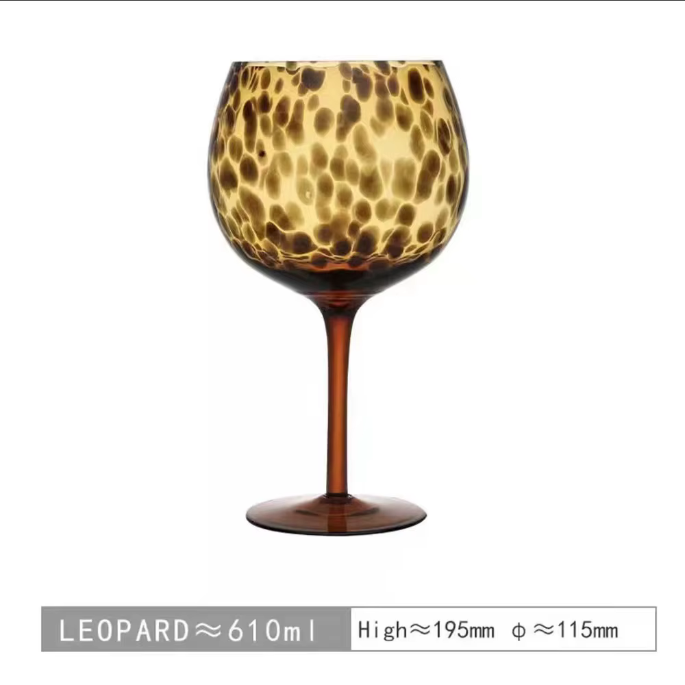 Verre à vin en verre de cristal léopard Vintage