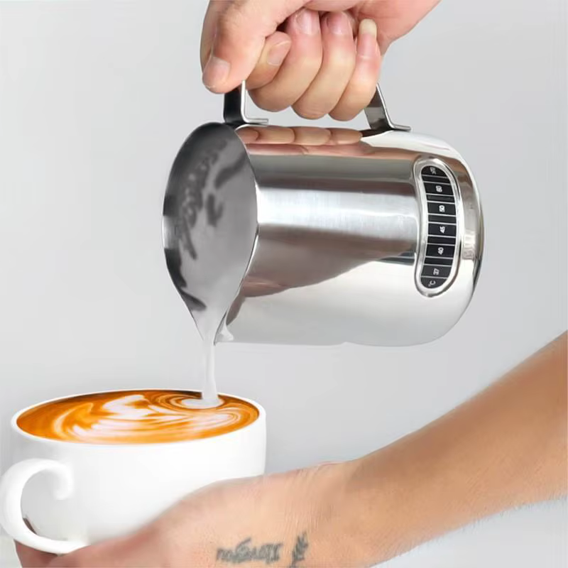 350/600ml Latte Pull Cup avec autocollant de température en acier inoxydable avec la tasse de mousse de lait
