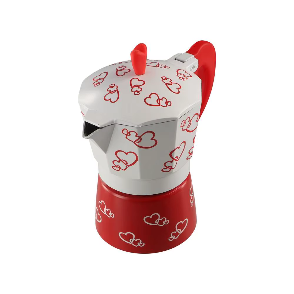 Pot à moka en aluminium à motif de cœur personnalisé