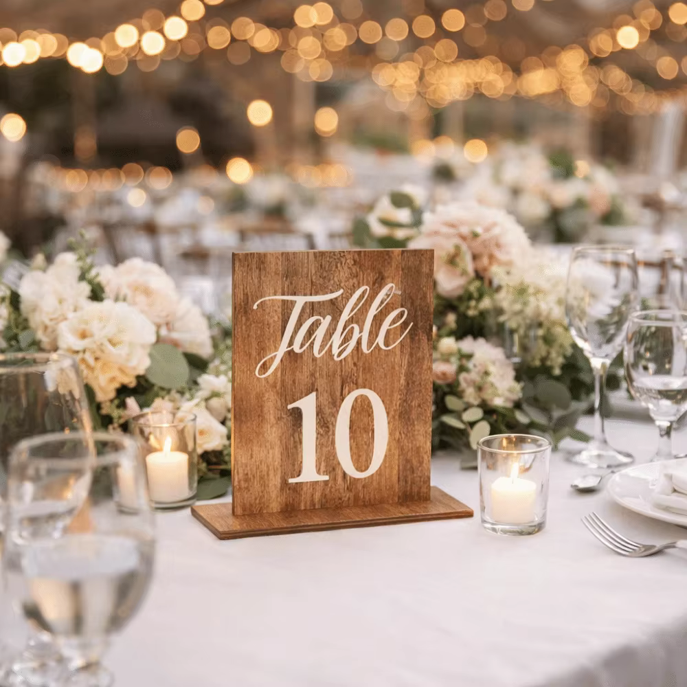 Numéros de table double face pour mariage