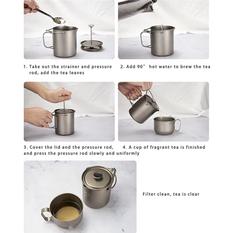 750Ml tasse à café en titane pur