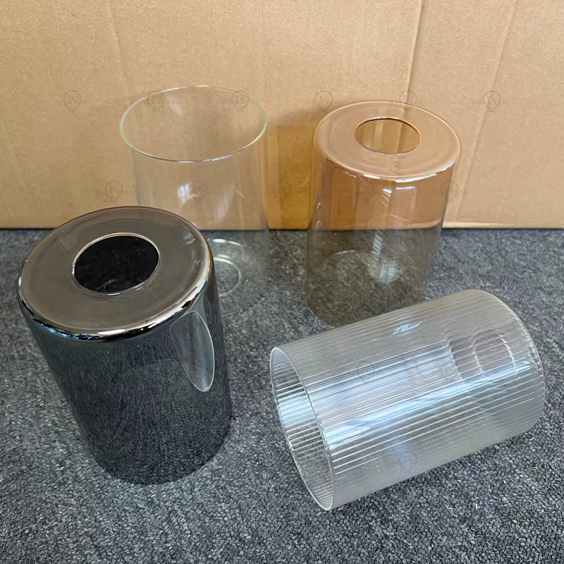 Abat-jour cylindrique en verre transparent/ambre/gris fumée E27/E26 remplace les lampes suspendues, les appliques murales et les lampes de vanité