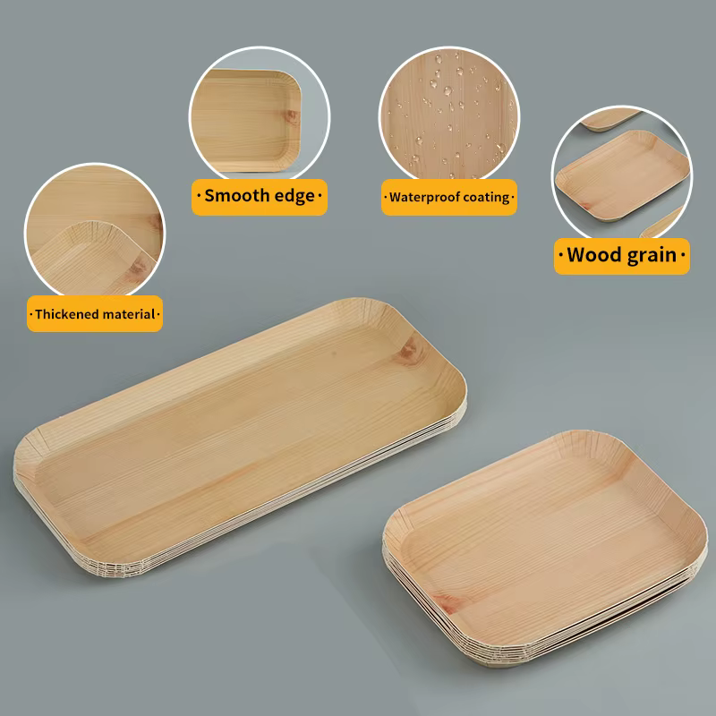 Bols en papier jetables en Grain de bois