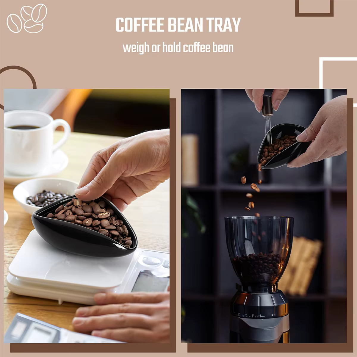 Kit tasse doseuse de grains de café et flacon pulvérisateur – Plateau en céramique