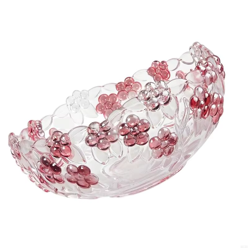 Bol service en verre transparent artistique