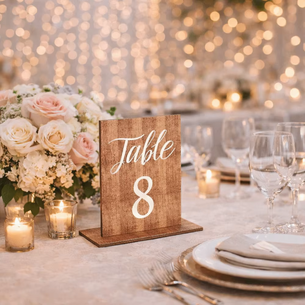 Numéros de table de mariage double face décoratifs