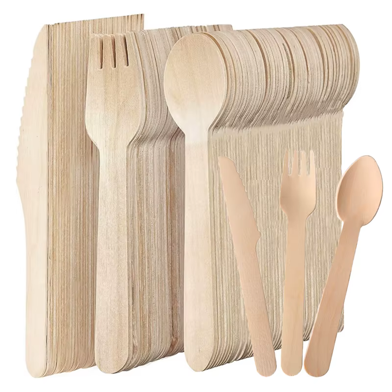 Fourcommuniste et Cuillères en Bois de Poulet, Accessoire Opaque, Convient pour les Fêtes, Camping, Banquets, Mariages, Pique-niques, 50 Pièces