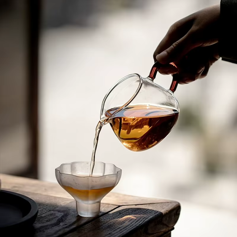 Tasse juste en verre résistant à la chaleur de Style chinois avec poignée
