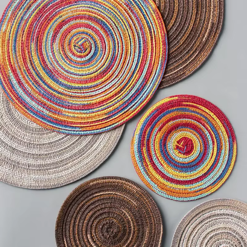Napperon de Table Rond en Vinyle Tissé Individuel