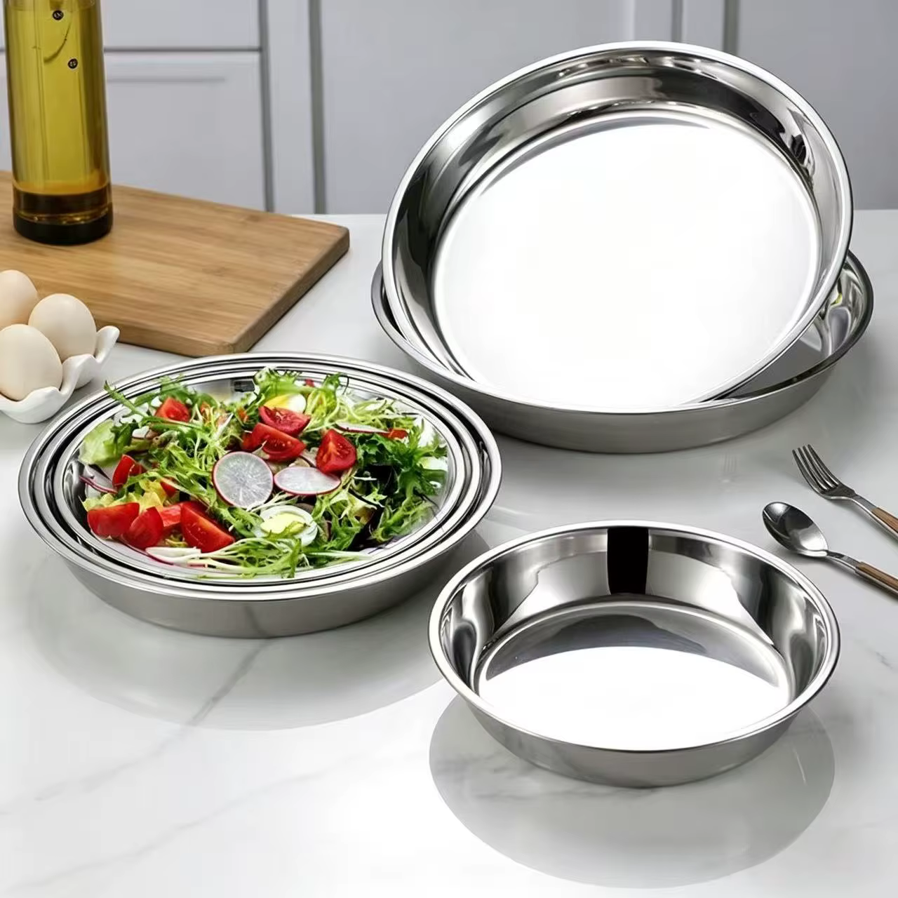 Assiette à gâteau en acier inoxydable extra-épaisse