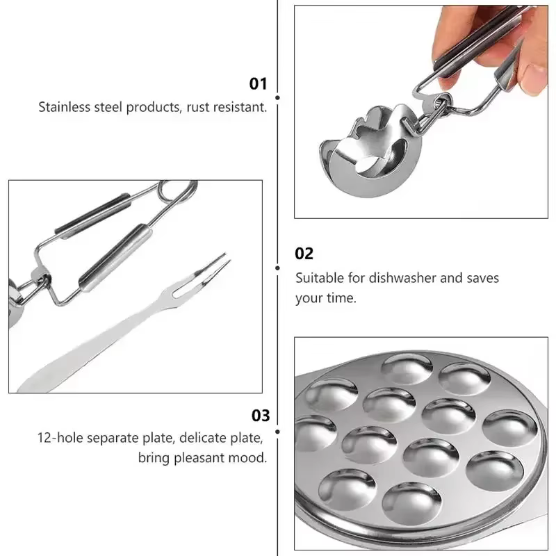 Mini assiette d'escargot de cuisine de service de verrouillage d'acier inoxydable pour la cuisson