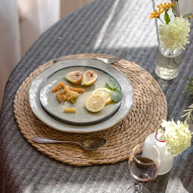 Napperons en rotin tissés à la main-tapis de table naturels résistants à la chaleur pour salle à manger