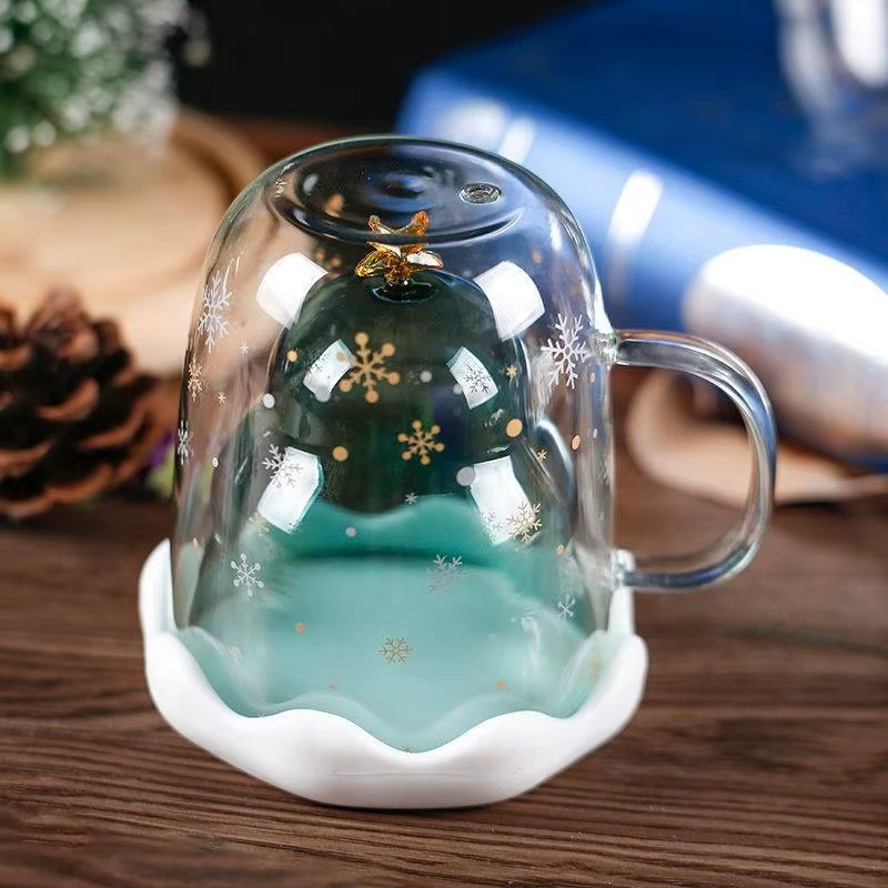 YWDL Arbre de Noël Tasses à café avec couvercle Tasse à thé