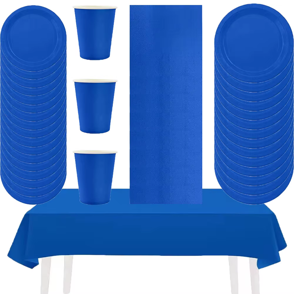 Vaisselle en papier bleu foncé simple