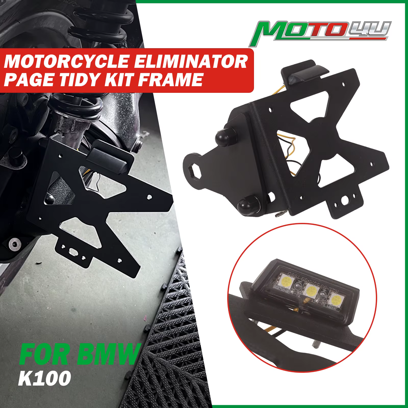 Cafe Racer pour BMW K100 K 100 nouveau support de plaque d'immatriculation de moto éliminateur latéral Kit de rangement de Page cadre de plaque d'immatriculation avec lumière