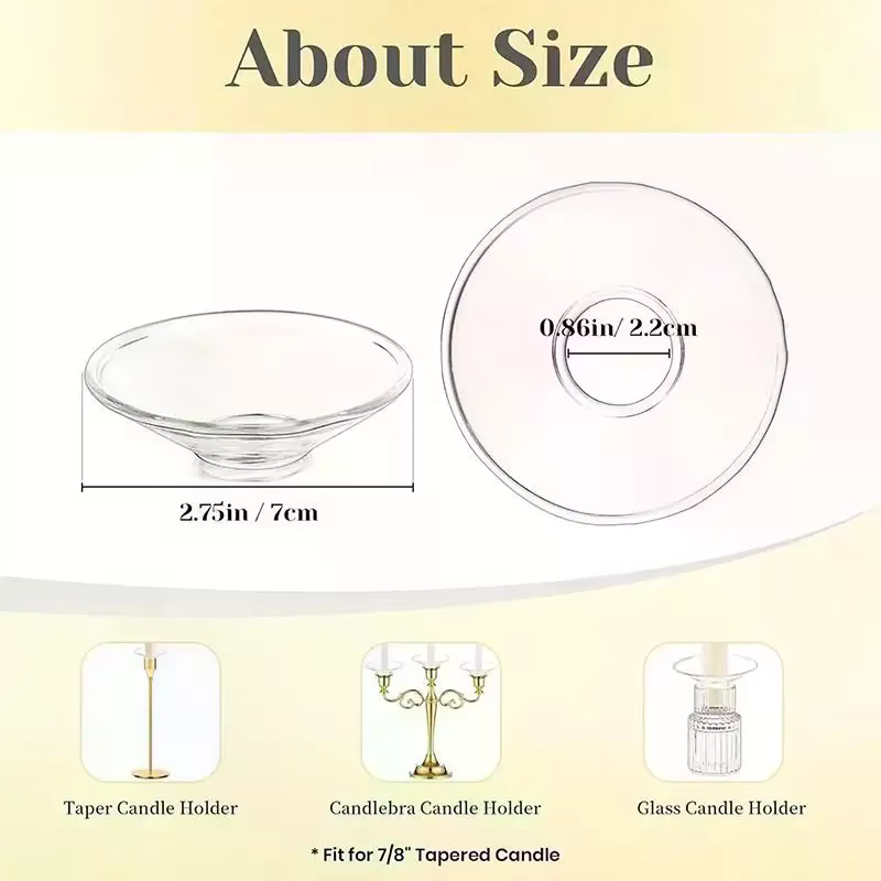 Ensemble de 3 porte-bougies en verre avec attrape-cire