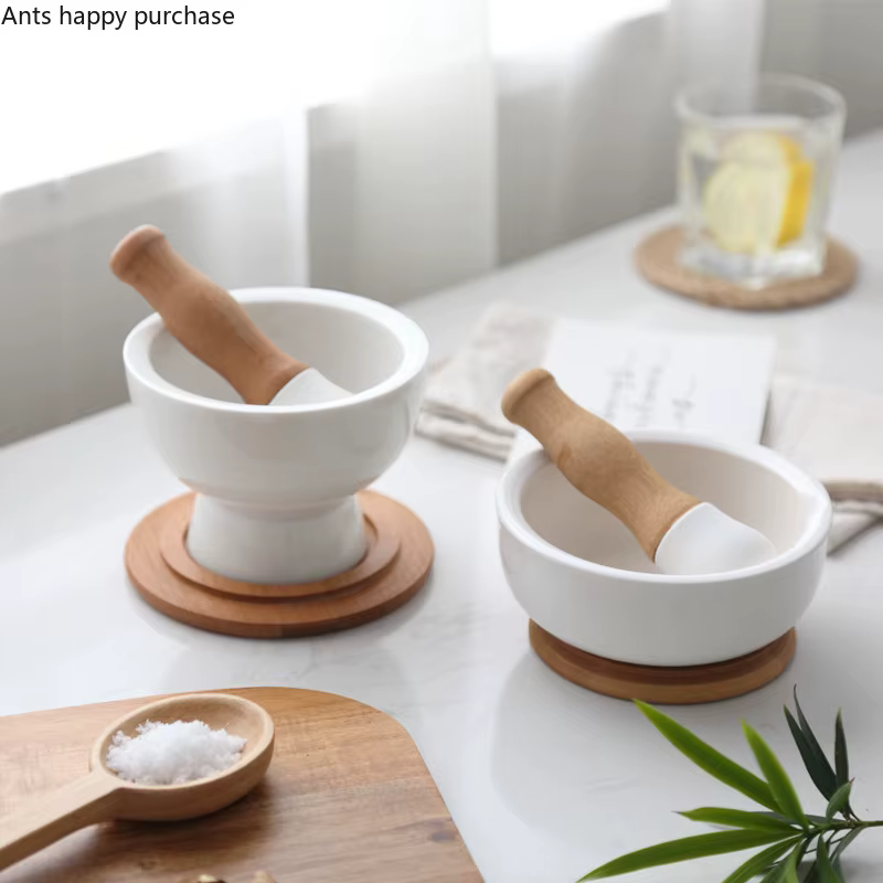 Mortier et pilon en céramique, broyeur à épices, bol de broyage manuel, outils de broyage des aliments