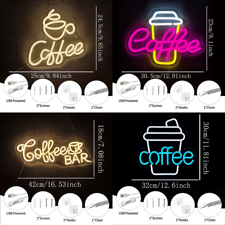 Enseigne néon pour bar à café