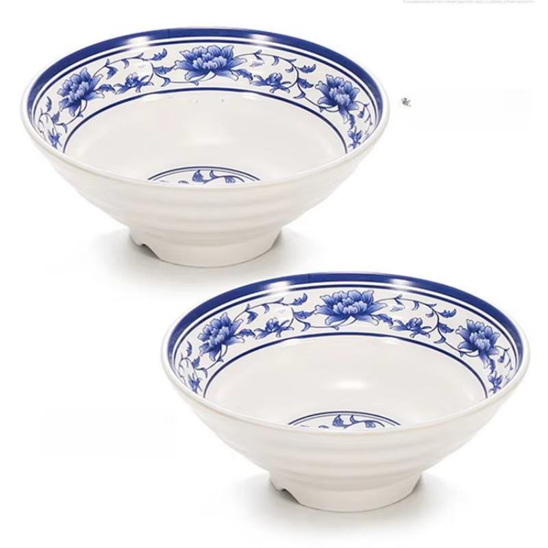 Filles en plastique bleu et blanc en porcelaine de mélamine