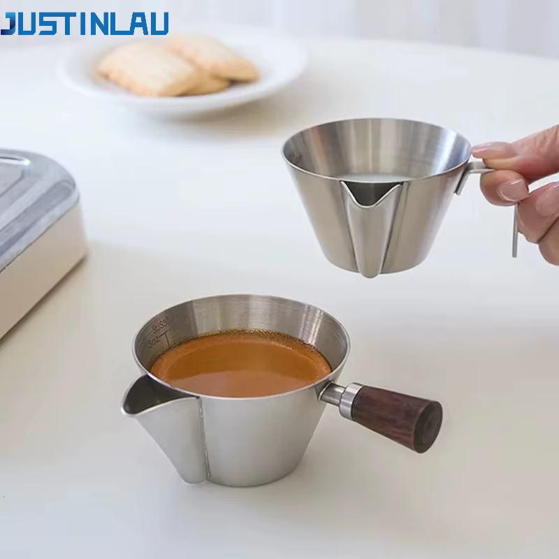 JUSTINLAU Tasse d'extraction d'expresso 110 ml en acier inoxydable 304 avec échelle