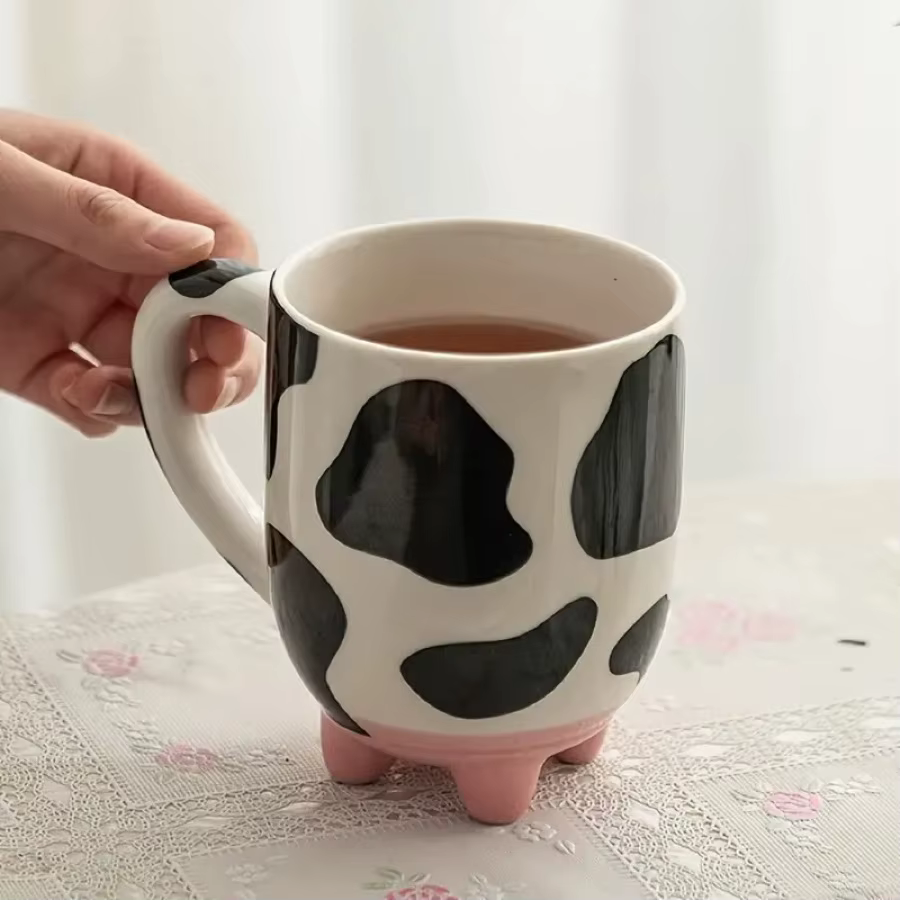 Tasse à café en céramique avec impression de vache amusante pour la famille