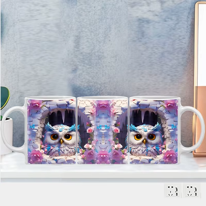 Emballage de tasse à café hibou effet 3D