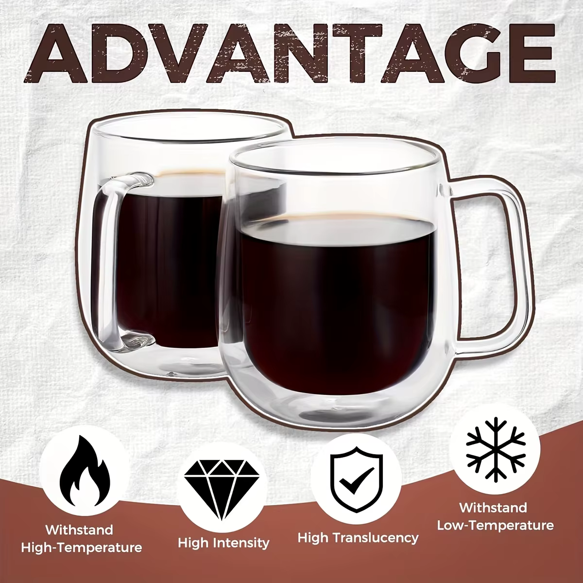 Paquet de 2 tasses à café en verre-ensemble