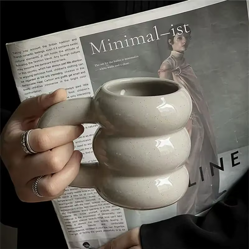 Mignon épaissir tasses d'eau en céramique café tasse à lait avec poignée 420Ml grande