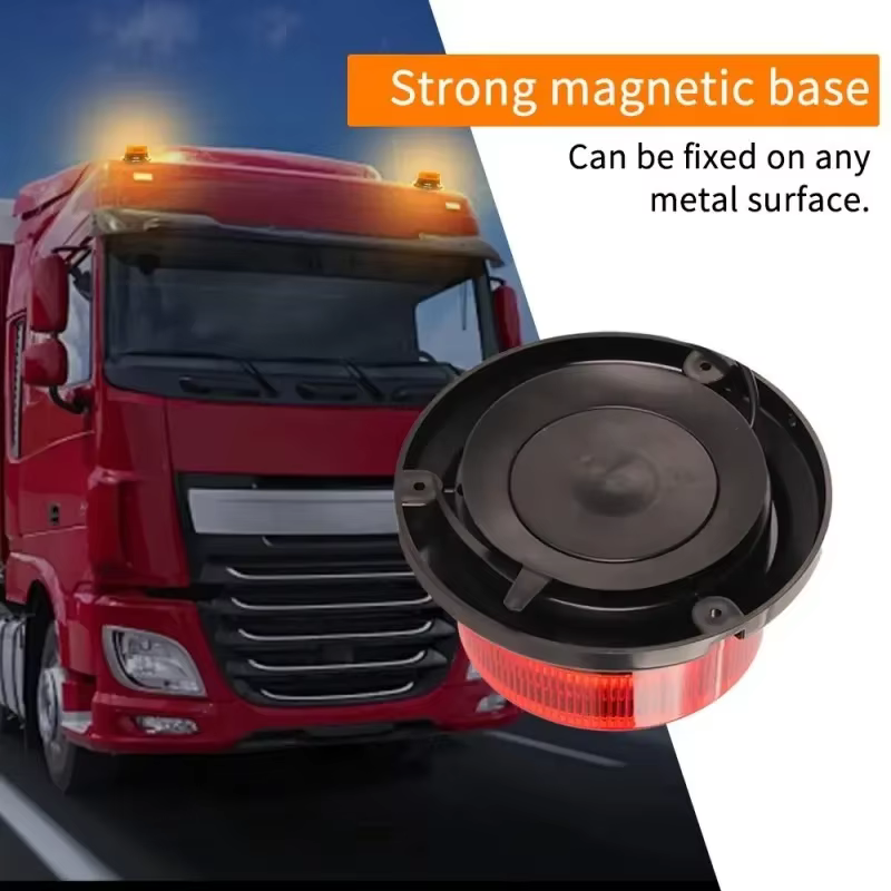 Balise magnétique solaire 12V 24V, lumière stroboscopique ambre, voyant de sécurité pour camions, véhicules, balise clignotante d'urgence