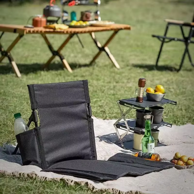 Chaise de plage pliante, Portable, légère, polyvalente, respirante, avec dossier, avec poche, accessoires de Camping