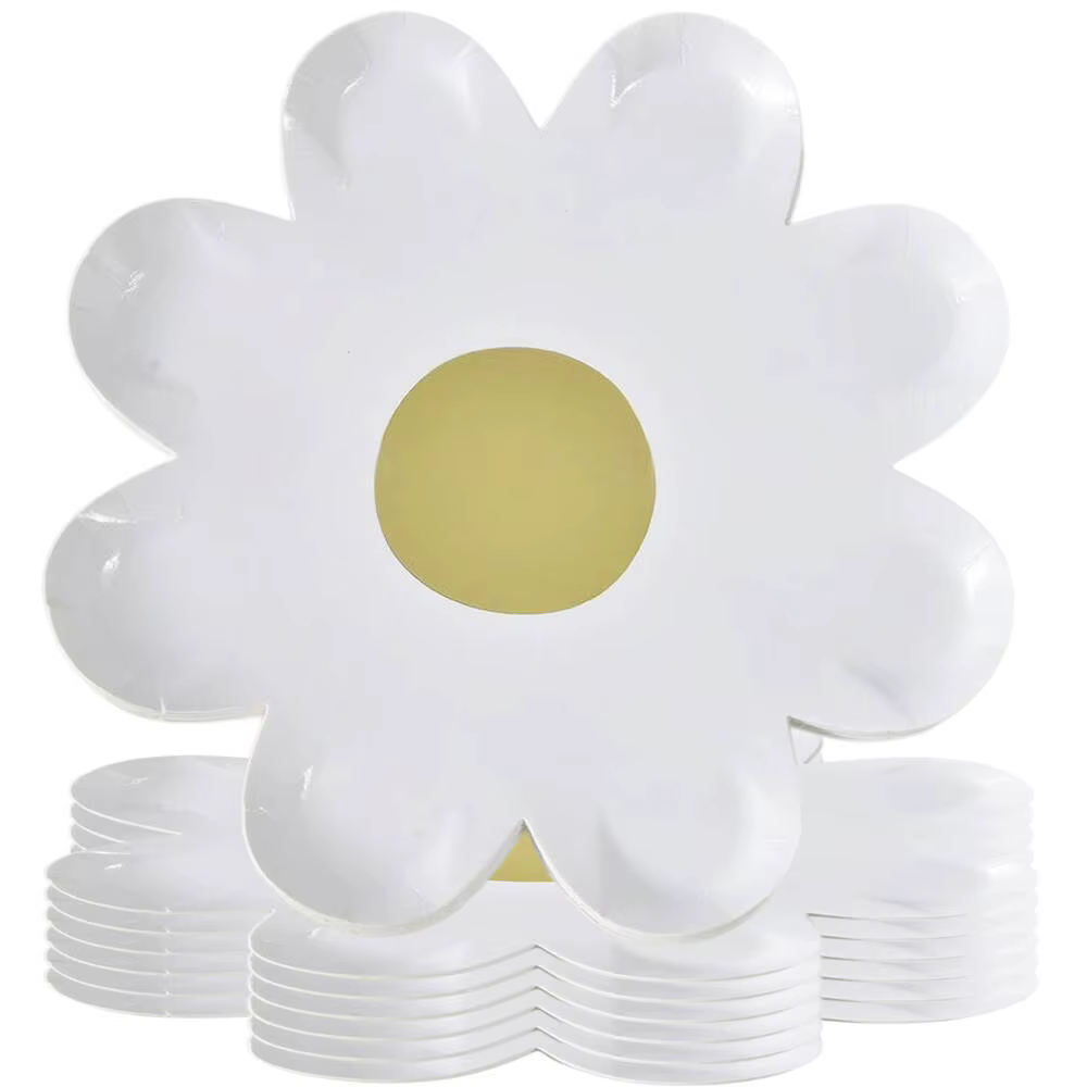 Assiettes jetables en papier fleur de marguerite