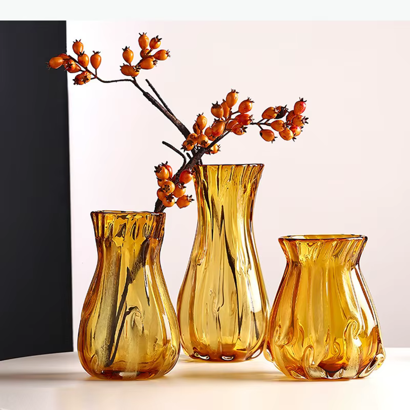 Vase en verre créatif couleur ambre