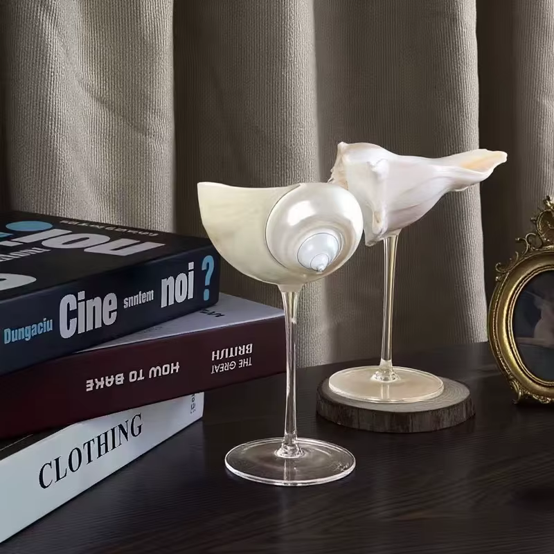 Flûte à champagne rétro 2026 en forme de coquille dorée, verre à cocktail artistique unique en métal fait main, pour bar à domicile et fêtes