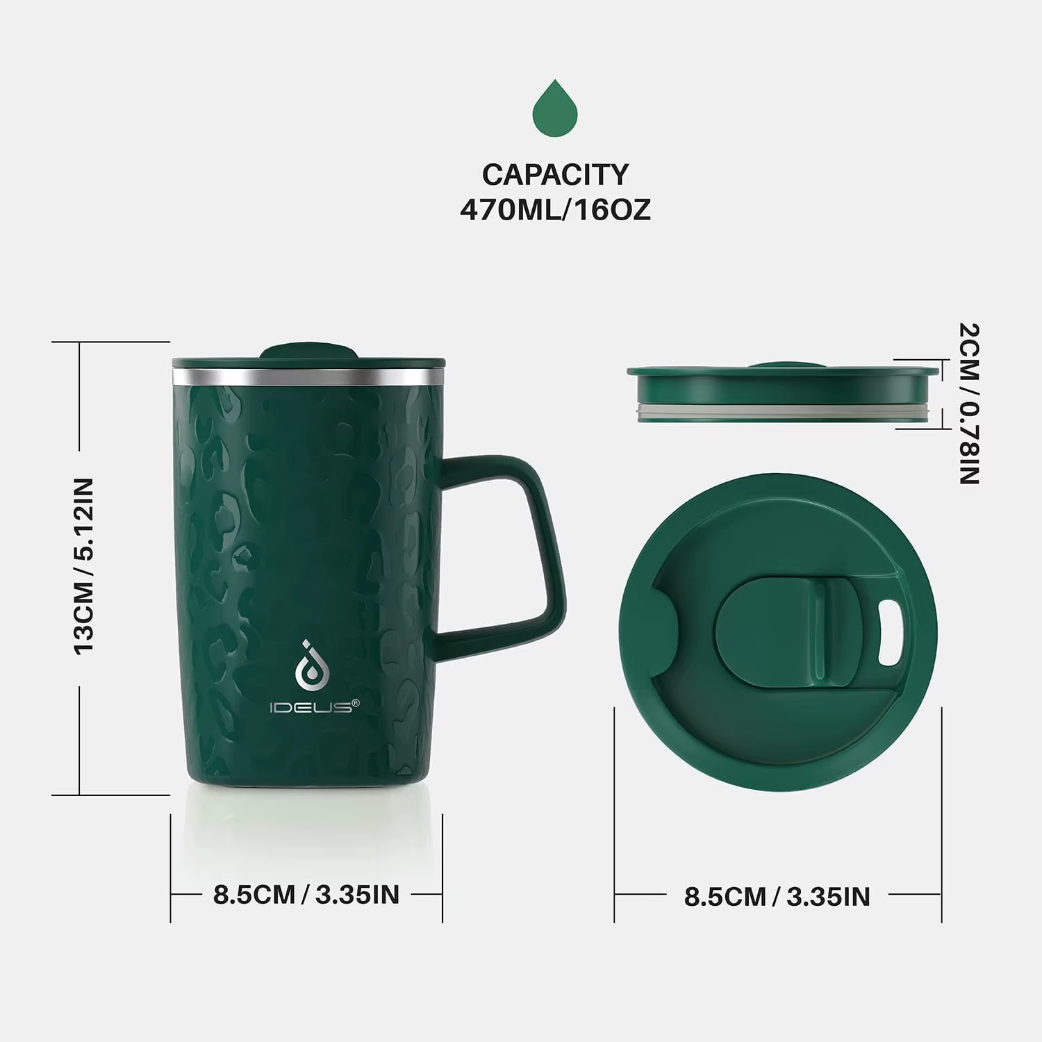 Ideus – tasse à café isolée sous vide de 16oz