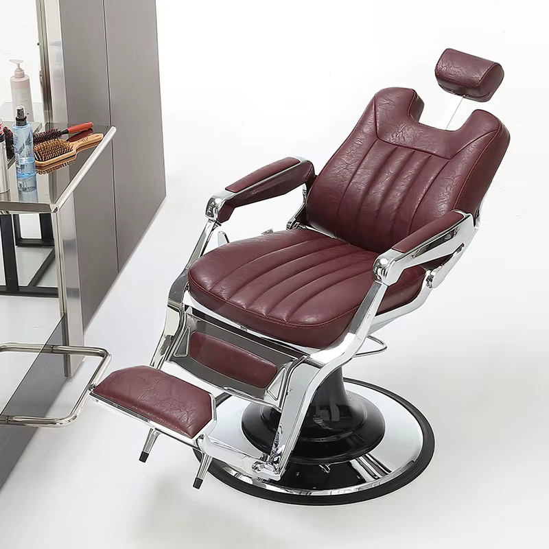 Design de barbier esthétique ergonomique, organisateur professionnel confortable, chaise de barbier au sol, meubles modernes Friseur Stuhle