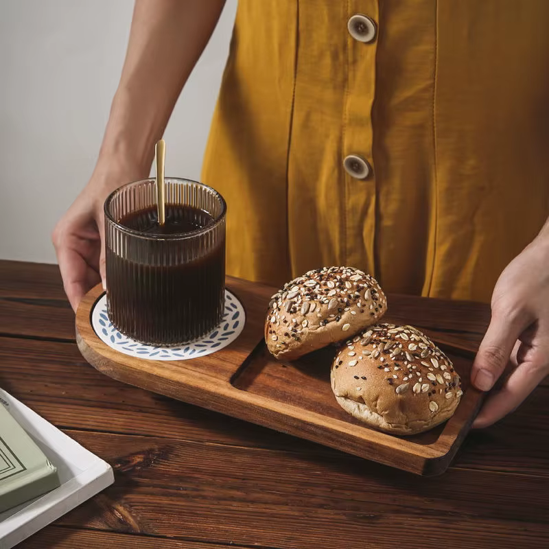 Plateau à café assiette en bois