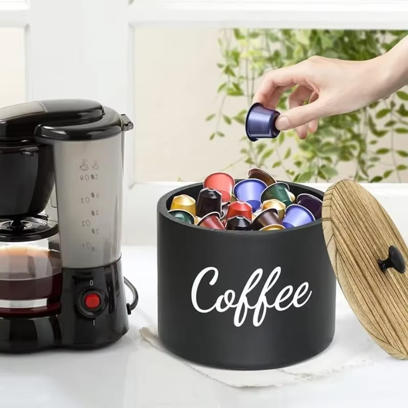 OCOOSO – boîte à dosettes de café en bois avec couvercle