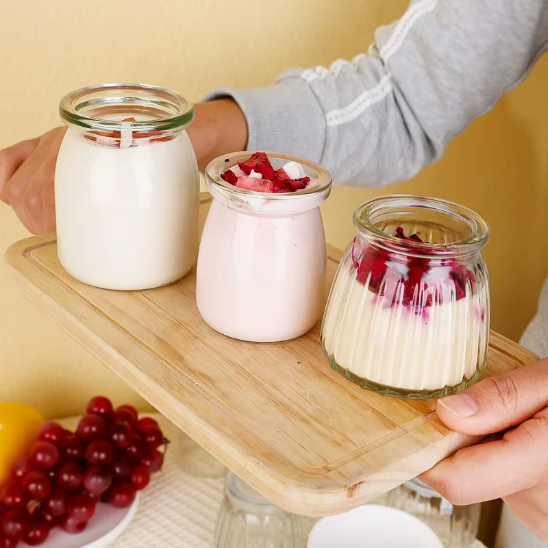 Bouteille en verre de Pudding avec couvercles PE