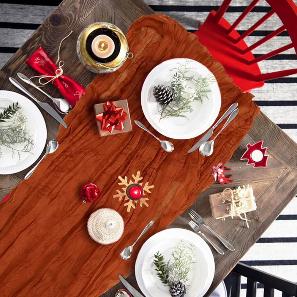 Chemin de Table en tissu de fromage en terre cuite