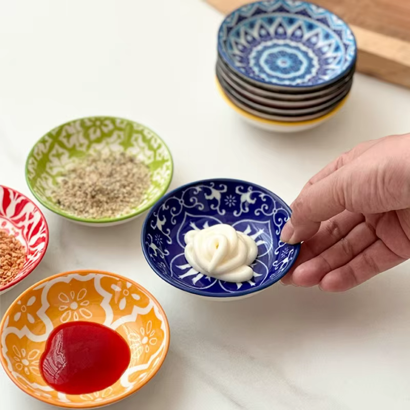 Assiettes à vinaigre en céramique bohème