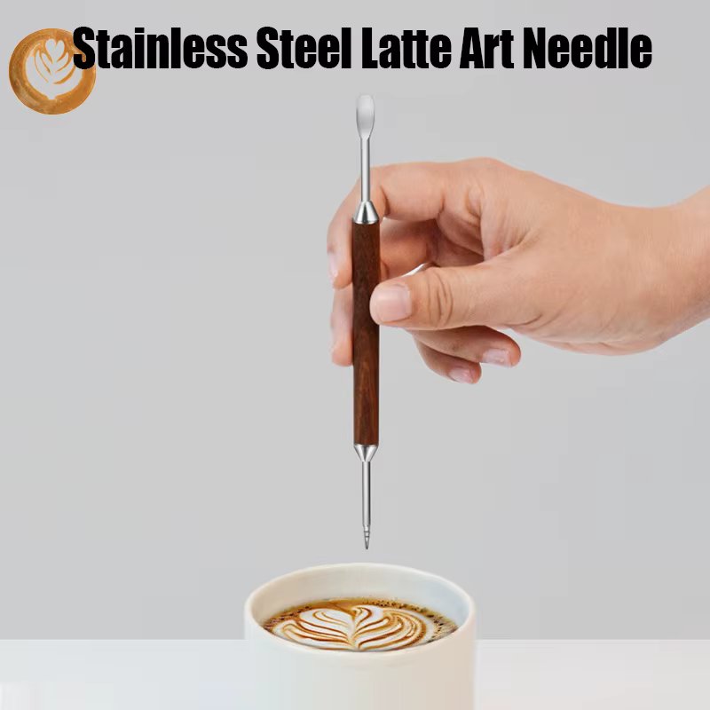 Stylo pour Latte Art, outil de dessin sur café avec manche en bois