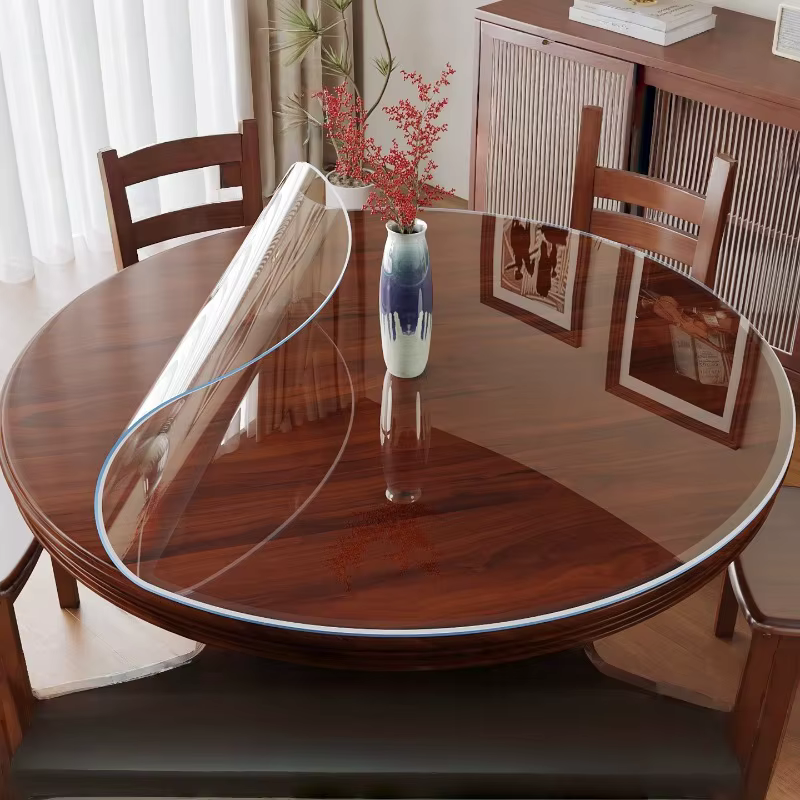 Protège-table rond transparent en PVC épais