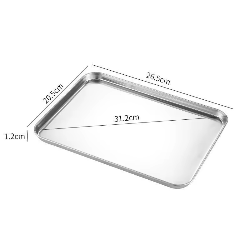 Plateau de service rectangulaire en acier inoxydable pour nouilles de riz