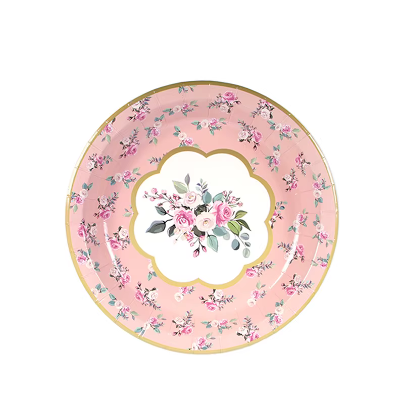 Fournitures de fête florales Vintage vaisselle fleur assiette en papier tasse serviette douche nuptiale mariage anniversaire décoration jardin Tea Party