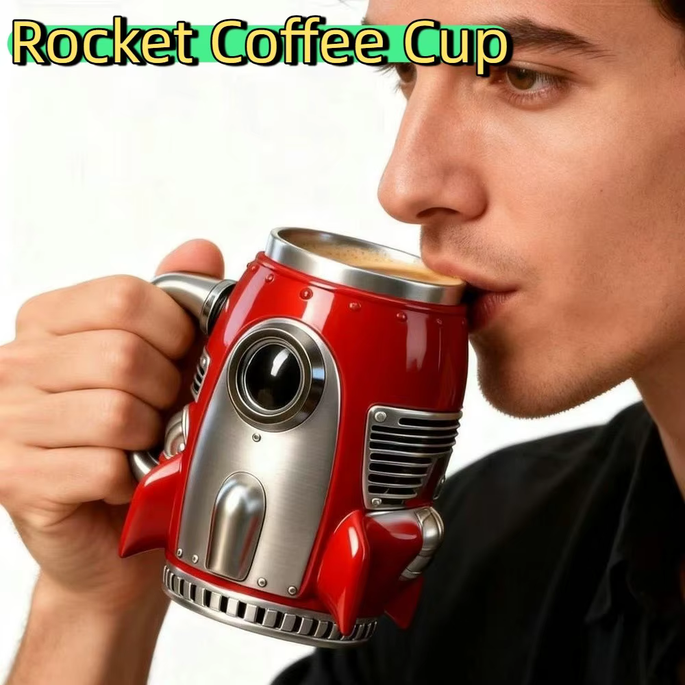 Mug à café design fusée spatiale 3D