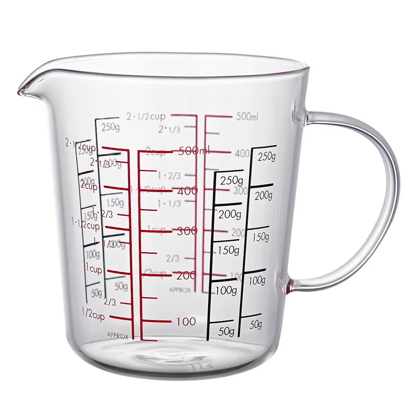 Tasse à mesurer en verre résistant à la chaleur YWDL avec poignée