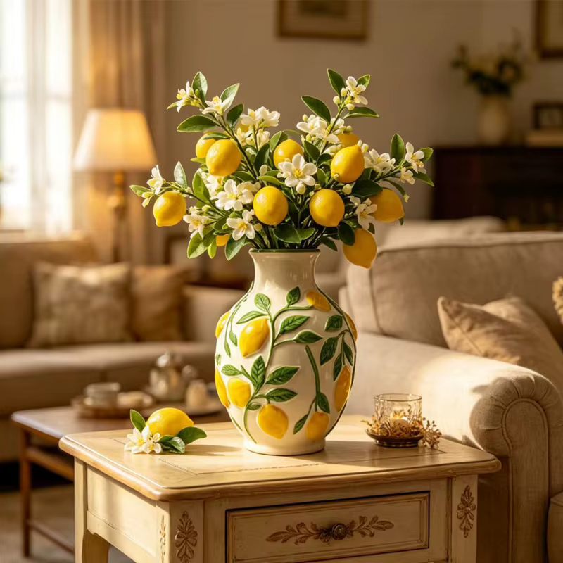 Vase en céramique en forme de fleur de citron