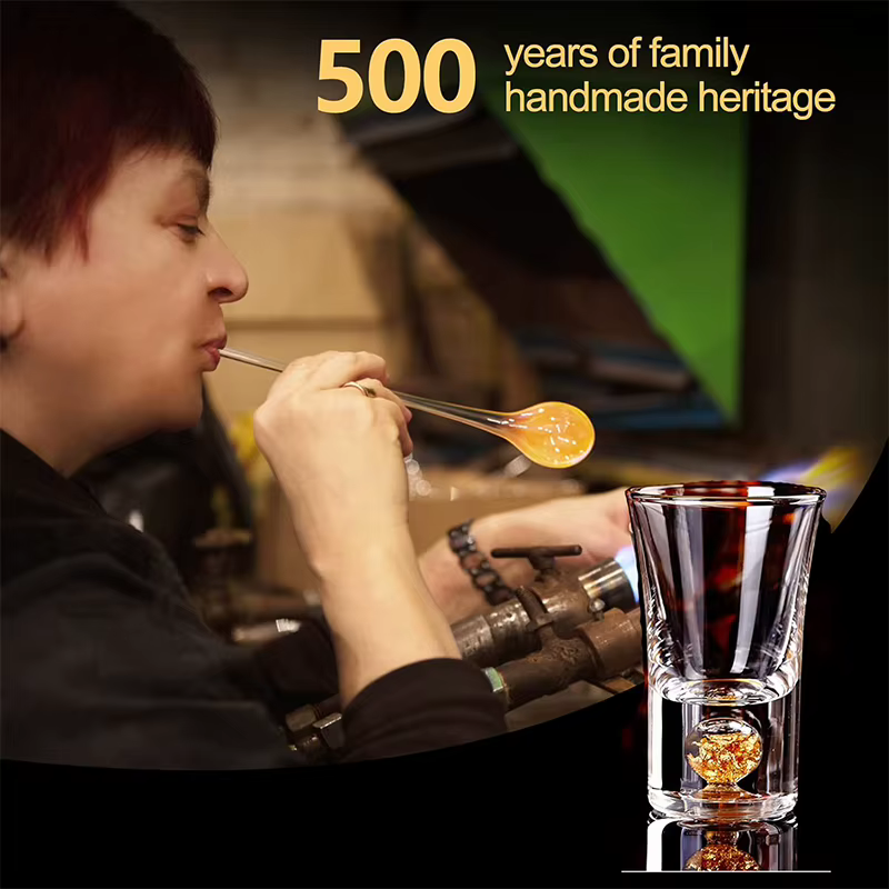 PIGE HOME 7 pièces verres à Shot en feuille d'or distributeur de verre à vin blanc cristal Baijiu Maotai petit