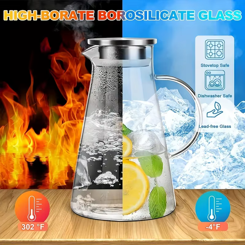Pichet à eau Transparent en verre résistant à la chaleur